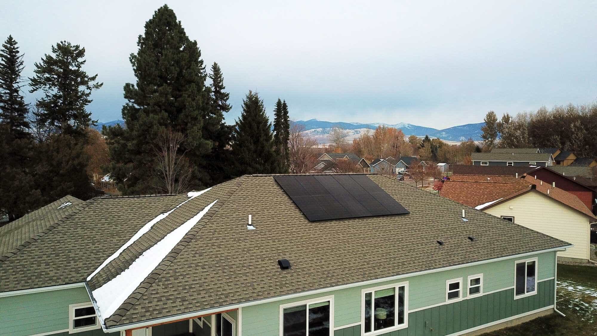 Solar panels on a roof in Missoula