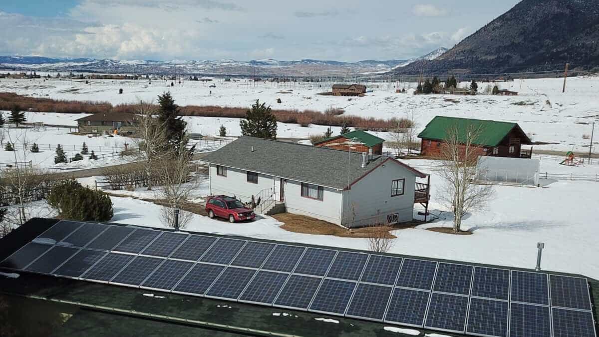 Solar Panels In Butte Montana during winter