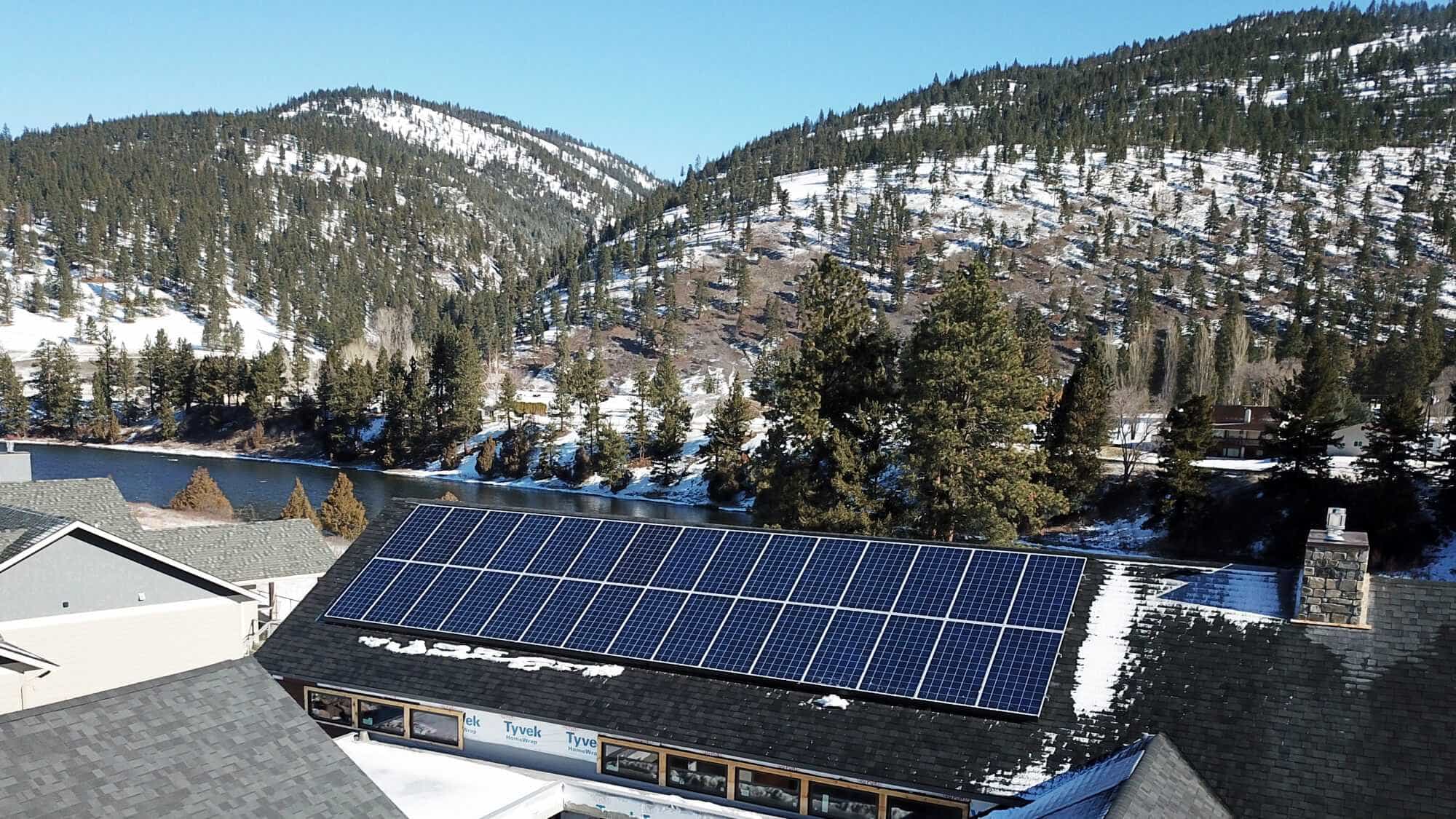 Electric Solar Panels Installed on A Roof In Montana