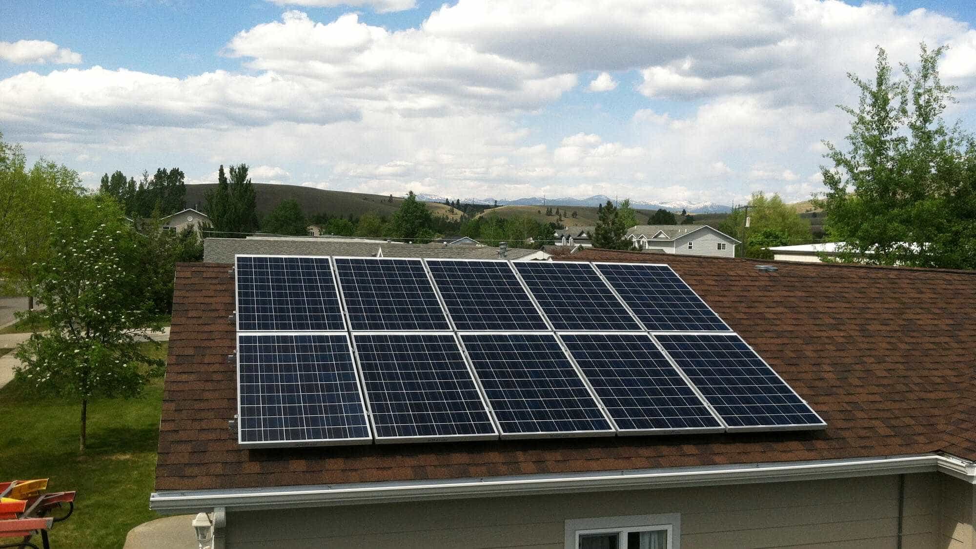 Solar panels on roof in Lolo, Montanna