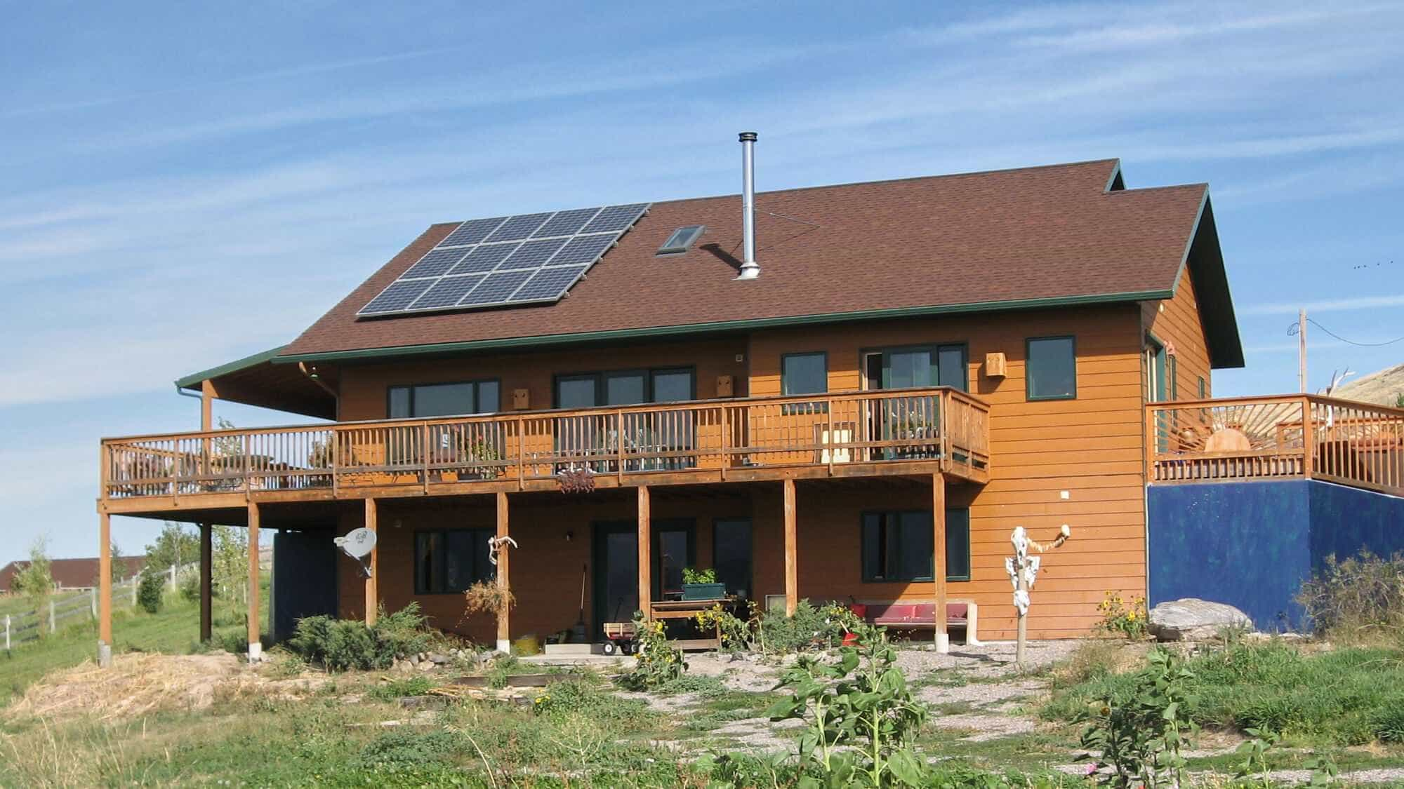 Solar panels on roof of house in Arless