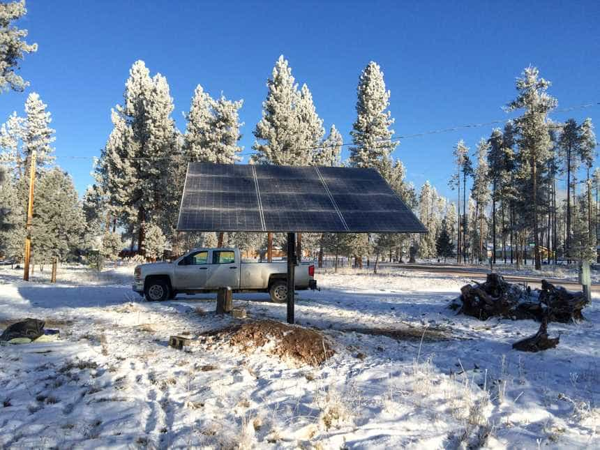 Pole Mounted Solar Panels In Montana's Winter